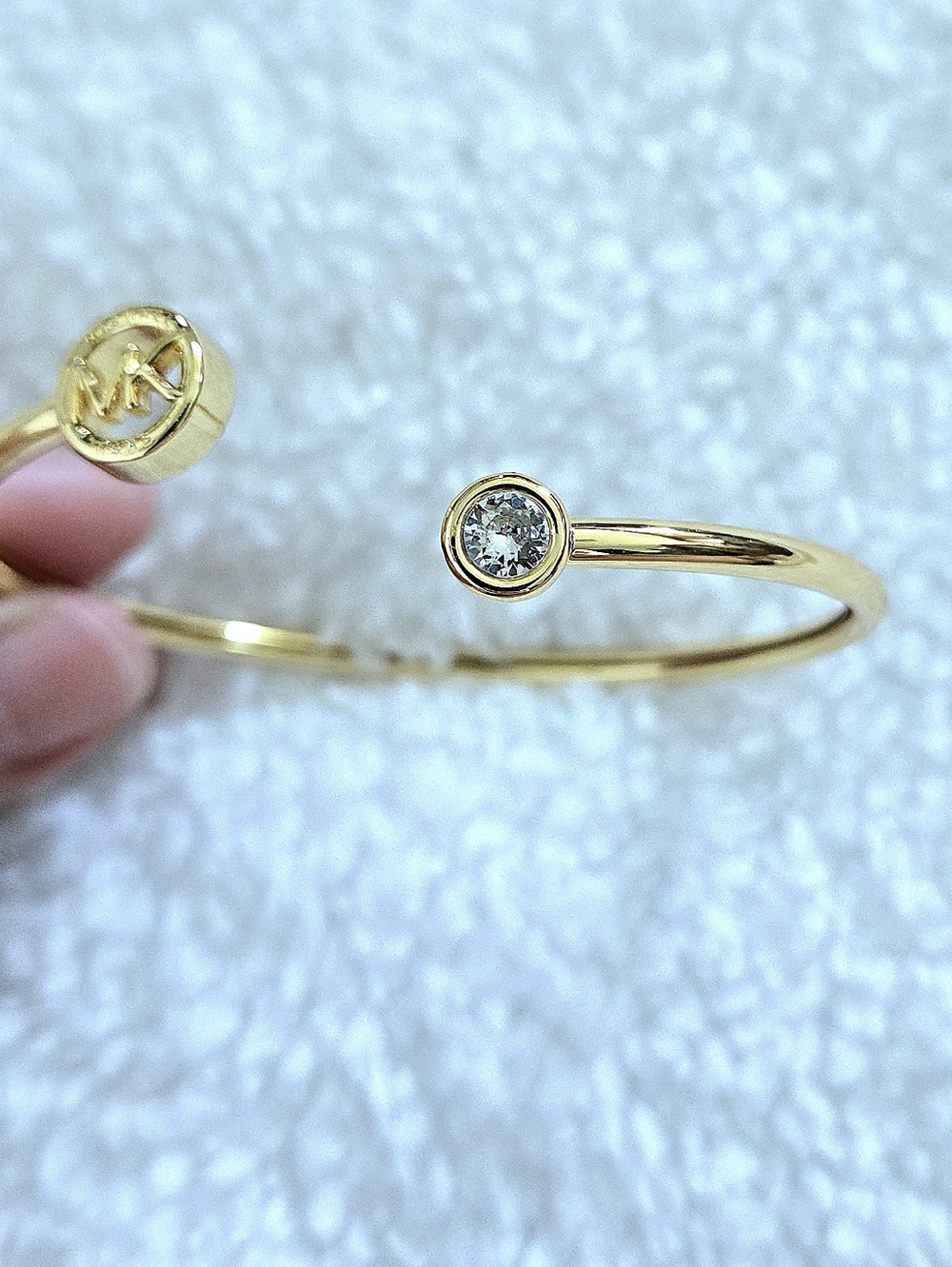 Michael Kors Thin Gold💛 Bracelet with Logo Medallion and Clear Crystal Accents - Picture 9 of 16